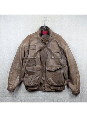Vintage Danier Leather Bomber Utility Jacket Aviator Tactical Men Sz M Lined